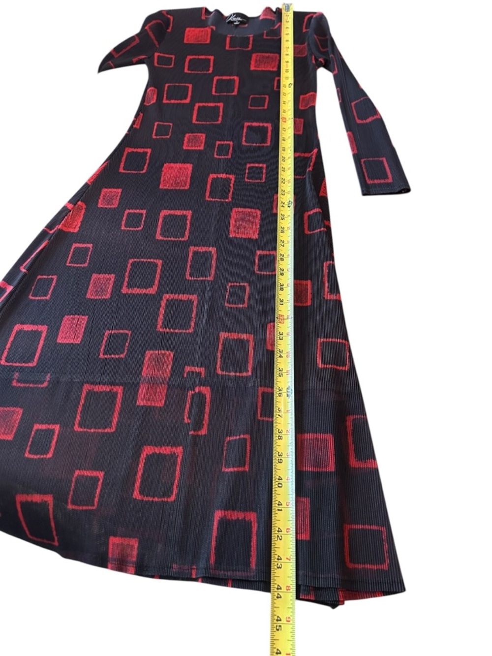 Olivia by Habitat dress Parisian pleats block party rendevous red black artsy S - Picture 6 of 8